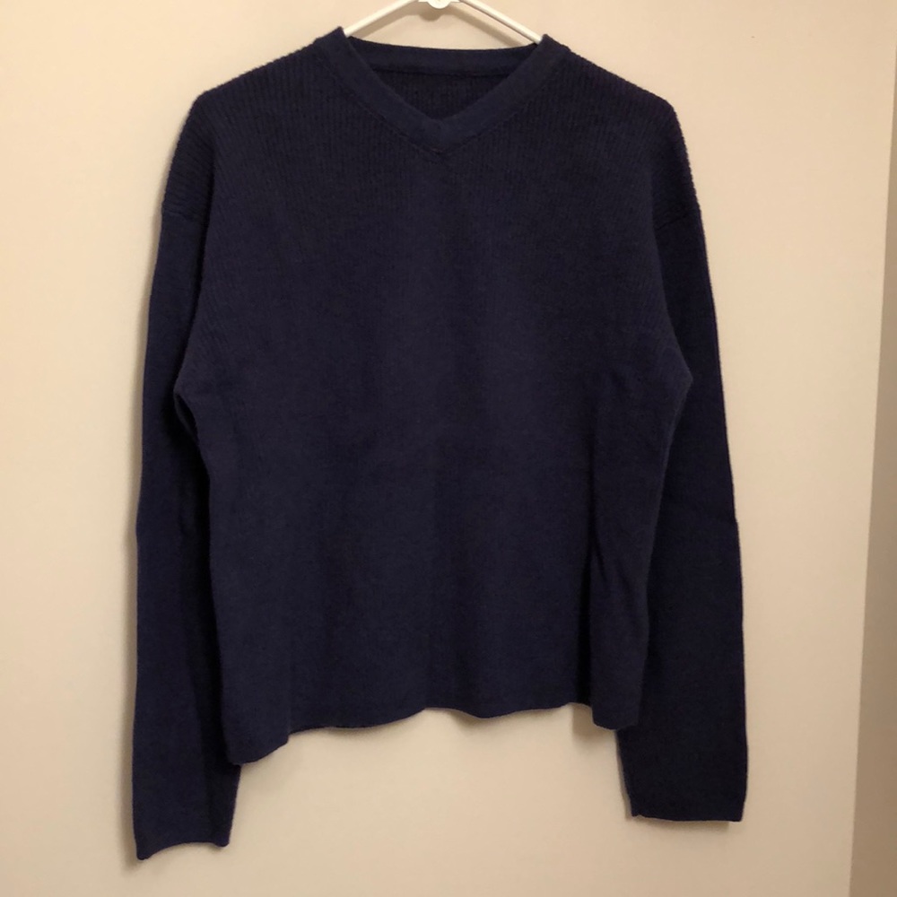 Men’s navy blue, wool blend sweater.